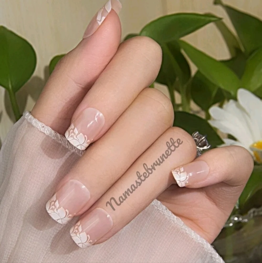 2/$16 Floral French Manicure Press On Nails
